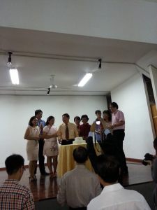 50th Wedding Anniversary of EMC leader Patrick Mak and wife at Easter Fellowship '14 at the parish hall. (Pic by Vera Chin)