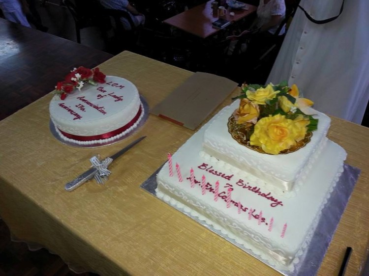 Legion of Mary anniversary and Fr Cosmas Lee's birthday cakes.