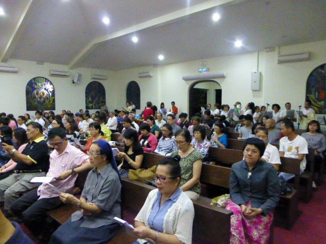 Some of the parishioners who attended the opening of the Rosary Month at the St Simon Church Likas chapel.