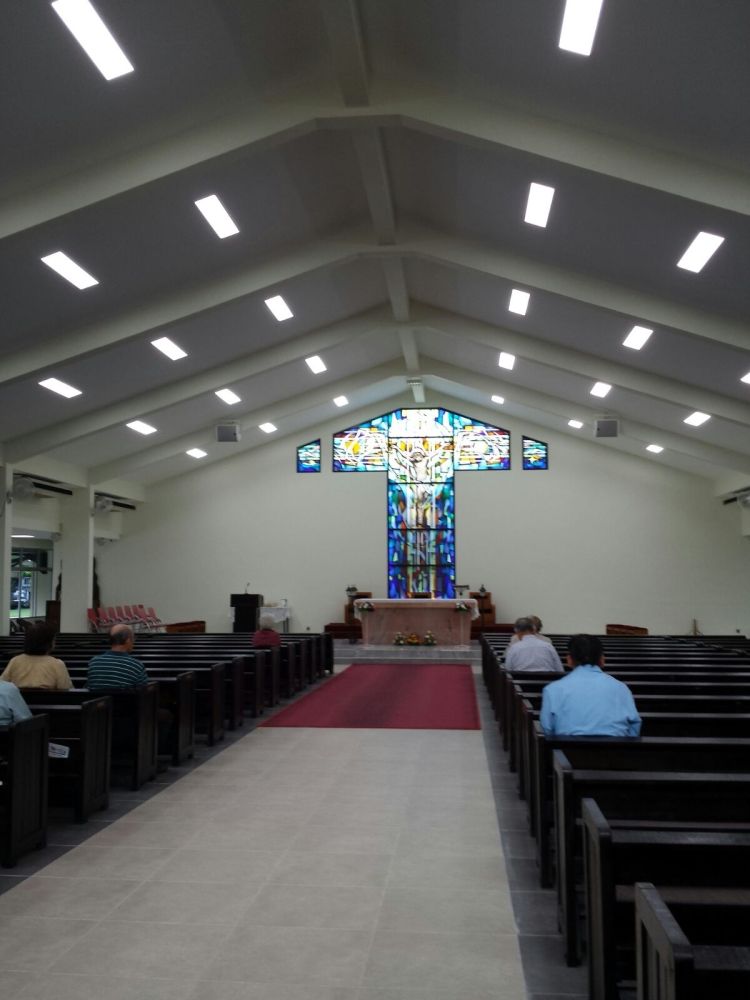 Several parishioners coming early for the Morning Mass on Oct 11, 2015.